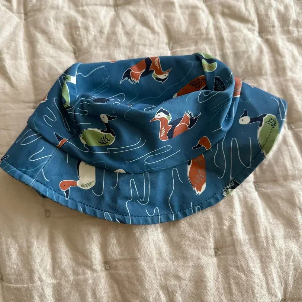 Mudpie Hat 3-6 Months Mud Pie Swim Summer Sun Chin Strap Duck Print Baby Boy